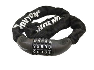 チェーンロック スチール 5桁ダイヤル式ロック カギ不要 パスワード自由設定 自転車バイク用 ブラック 長さ約90cm 盗難防止 頑丈 長持ち