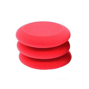 3点セット カーワックス アプリケーター 丸い ワックススポンジ 洗車 清潔 研磨 ふんわり高密度スポンジ ツヤ出し用 (レッド)