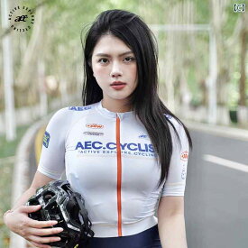 サイクリング　ウェア　スーツ AEC サイクリングジャージ メンズ レディース 半袖 トップス 春秋 夏 ロード マウンテンバイク プロ スリム フレイム ローズレッド