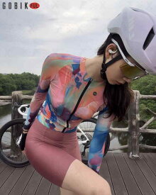 サイクルジャージ レディース 春夏 長袖 ロードバイクウェア マウンテンバイク 登山 トップス 速乾 通気性 軽量 伸縮性 吸湿速乾 自転車用 サイクリングウェア スポーツウェア アウトドアウェア レインボーカラー 派手 カラフル 動きやすい 快適 フィ