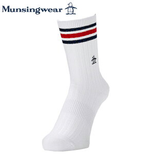 ゴルフソックス マンシングウェア ゴルフ靴下 レディース ミドル丈 ラインソックス MGCXJB01 WHRD ホワイトレッド 22〜24cm