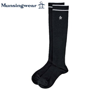 ゴルフソックス マンシングウェア ゴルフ靴下 レディース ワンポイントハイソックス 段階着圧 MGCXJB04 BK ブラック 22〜24cm