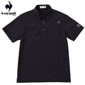ゴルフシャツ半袖　ルコック　ゴルフウエア　ドビー半袖シャツ　QGMXJA20　BK　ブラック　送料無料　LLサイズ
