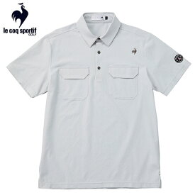 ゴルフシャツ半袖　ルコック　ゴルフウエア　ドビー半袖シャツ　QGMXJA20　GY　グレー　送料無料　LLサイズ