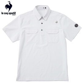 ゴルフシャツ半袖　ルコック　ゴルフウエア　ドビー半袖シャツ　QGMXJA20　WH　ホワイト　送料無料