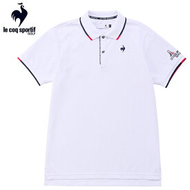ゴルフシャツ半袖　ルコック　ゴルフウエア　ベーシックデザイン半袖ポロシャツ　ストレッチフォーサー　QGMXJA04　WH　ホワイト