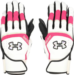 A_[A[}[ 싅\tg{[ obeBOO[u obeBOOu UA YARD PRO BATTING GLOVES UA[h v obeBOO[u 6001314 101 White/Rebel Pink/Iridescent Y