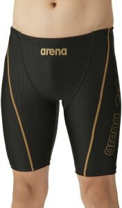 アリーナ 水泳 フィットネス水着 水着 フィットネススパッツ(ハーフレッグ) LAR4300 BKGD ブラック×ゴールド メンズ