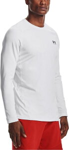 アンダーアーマー マルチスポーツ インナーシャツ ゲームシャツ・パンツ UA コールドギアアーマー フィッティド ロングスリーブ クルーネック シャツ 1366068 100 White/Black メンズ