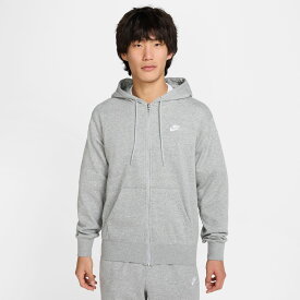ナイキ ウェア スウェットシャツ ナイキ クラブ FT L/S フルジップ フーディ FN3885 (063)ダークグレーヘザー/ライトスモークグレー/(ホワイト)