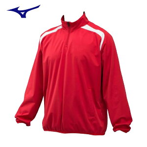 ミズノ ハーフジップジャケット 野球ジャケット 12JE9V3162 レッド