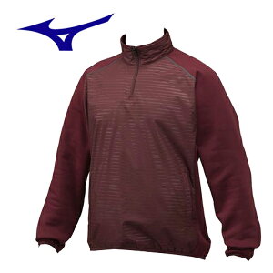 ミズノ ハイブリッドハーフジップジャケット 野球ジャケット 12JE8V4763 エンジ