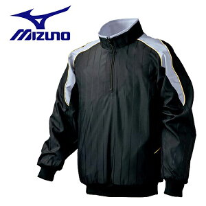 ミズノ ハーフジップジャケット 野球ジャケット 52WW38909 ブラック×グレー
