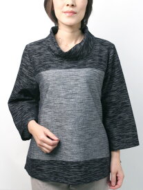 【送料込】宮田織物 彩藍 ブラウス・ベルスリーブ レディース 女性 春 夏 秋 日本製 八分袖 綿100％ 黒 茶 ダークレッド モカ クリーム フリー
