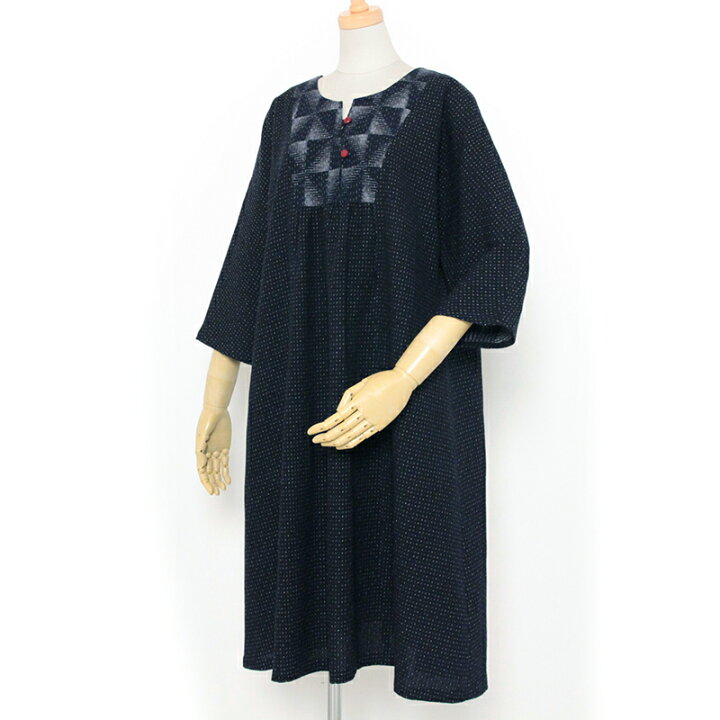 楽天市場】宮田織物 彩藍 七分袖 ヨーク ワンピース レディース 女性  