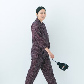 【送料無料】作務衣 さむえ 水鞠 敬老の日 レディース 女性 宮田織物 秋冬春用 日本製 綿100% あずき/濃紺/ブルー(群青色) フリー