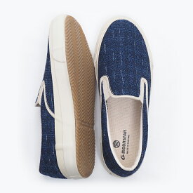 【送料込】MOONSTAR ムーンスター SLIP-ON スリッポン 宮田織物 梔子 kutinasi くちなし コラボ 靴 MADE IN KURUME 22cm/23cm/24cm/25cm/26cm/27cm/28cm ブルー