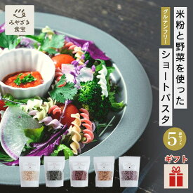 【バレンタイン・冬ギフト対応可】米粉と野菜のショートパスタ5袋セット 国産米粉 グルテンフリー 健康志向 ヘルシー アレルギー特定原材料不使用 増粘剤不使用 フジッリ 玄米 ケール ビーツ サラダ 贈り物 プレゼント 贈答用 お土産 手土産 クリスマス
