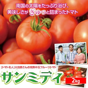 宮崎県産完熟中玉フルーツトマト【サンミディ2kg】濃厚なコクと旨味が癖になる産地直送の高級トマト！ギフトや贈答品におすすめです。
