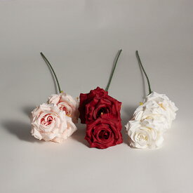 造花 バラ 3輪付 全長65cm フェイクフラワー アーティフィシャルフラワー 薔薇 ローズ インテリア 装飾 お買い得 在庫限り サンプル入荷品 全3色