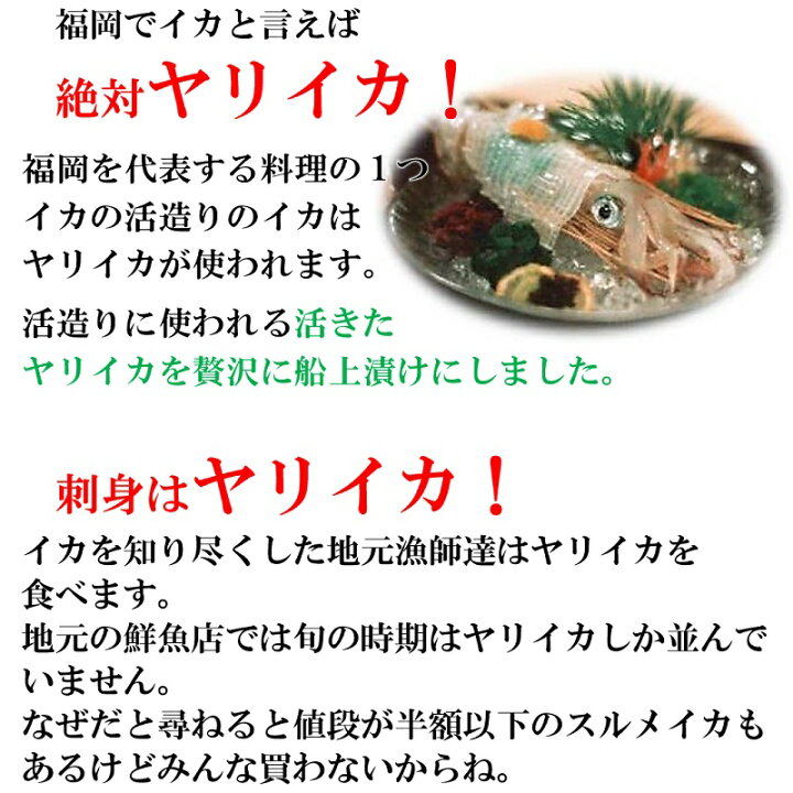 楽天市場 ヤリイカ船上漬け 2杯入り 冷凍 送料無料 あす楽 化粧箱入り 福岡 玄界灘 やりいか 烏賊 沖漬け 無添加 手造り 本物志向 新鮮 海鮮 ギフト 贈り物 お持たせ プレゼント いか 槍イカ 一本釣り 高評価 津屋崎 漁師 高級 宮地館