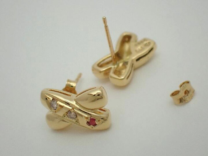 楽天市場】【新品仕上げ済】K18 ダイヤモンドピアス／ダイヤモンド0.03 