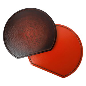 紀州漆器 半月盆 お盆 半月膳 トレー トレイ 36cm 12寸 日本製 国産 リバーシブル 両面仕様 お膳 ブラウン 木目 ダークブラウン レッド 漆塗り おしゃれ モダン かわいい ナチュラル ランチョン