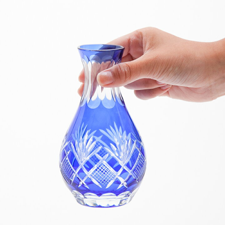 楽天市場 ポイント10倍 15日23 59まで 切子 徳利 ガラス 日本酒 冷酒 お酒 酒器 松剣 290cc 1合半 ブルー 濃青色 食洗機対 曲げわっぱと漆器 みよし漆器本舗