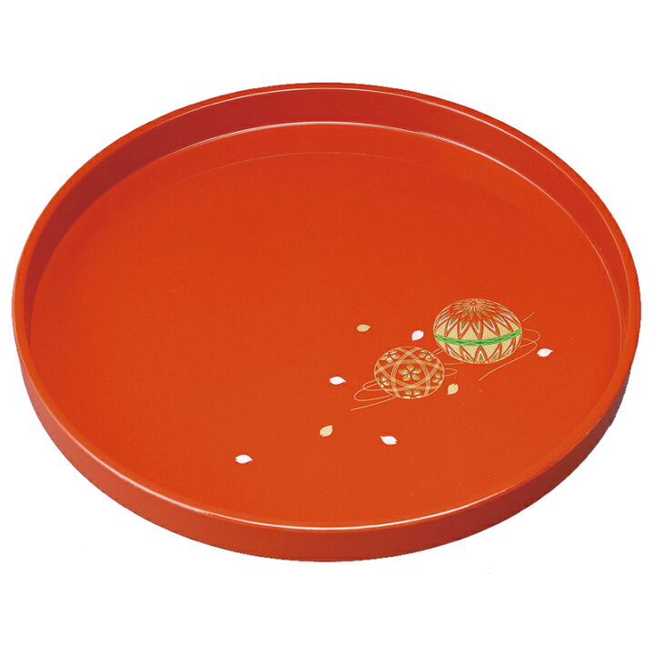 楽天市場】紀州塗り 紀州漆器 お盆 トレー 24cm 丸盆 朱 赤 レッド 