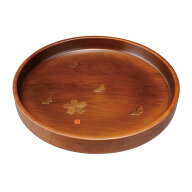 【10％OFF】【さらに5％クーポン 7日限定】 紀州塗り 紀州漆器 お盆 トレー 30cm 天然木製 丸盆 花と蝶 …