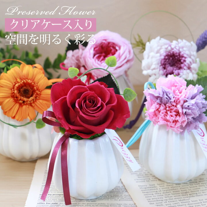 楽天市場】プリザーブドフラワー クリアケース入り マノン 一輪花 母の  