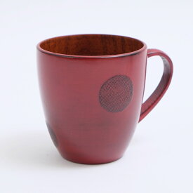 天然木製 Cマグカップ 水玉 根来 漆塗り 赤 レッド 軽い 割れにくい コーヒーカップ コップ モダン 和食器
