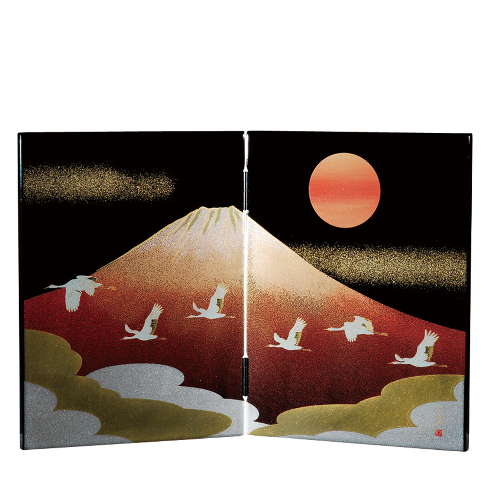 安売り 日本の季節の風景が美しく描かれた木製の屏風です 紀州塗り 木製屏風 日本の歳時 国産 日本製 最安値 お正月