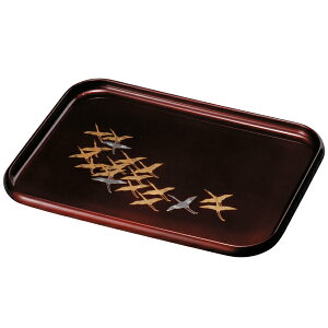 【最大300円クーポン 27日9:59まで】 紀州塗り 尺4寸 長手盆 玉虫 千羽鶴 お盆 トレー トレイ おぼん 日本製 国産