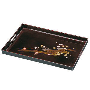 【最大300円クーポン 27日9:59まで】 紀州塗り 尺6寸 長手盆 溜 みやび春秋 お盆 トレー トレイ おぼん 日本製 国産