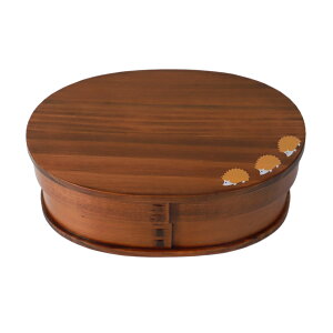 【ポイント3倍 10/30限定】 曲げわっぱ お弁当箱 白木 漆塗り 600ml 小判型 一段 弁当箱 1段 ハリネズミ 杉 曲げわっぱ弁当箱 まげわっぱ ランチボックス 北欧風 かわいい おしゃれ イラスト オ