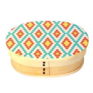 【ポイント3倍 10/30限定】 曲げわっぱ お弁当箱 白木 漆塗り 600ml 小判型 弁当箱 一段 1段 北欧 レトロタイル 曲げわっぱ弁当箱 まげわっぱ ランチボックス 北欧風 かわいい おしゃれ イラスト