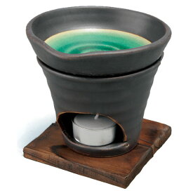 黒釉茶香炉 緑 電気式では出せない直火だから出せる香り お香 香炉 茶香炉 お茶 ほうじ茶 手作り 手造り 元 和製アロマ アロマバーナー 和風アロマ (20240522)
