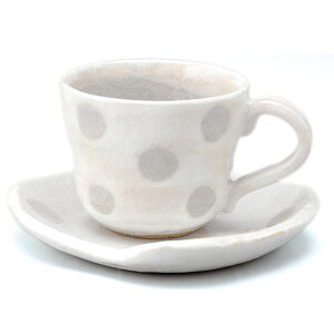水玉コーヒーカップ ソーサーセット 白 せともの 食器 マグカップ 紅茶カップ ティーカップ コーヒーカップ ソーサー 【20251030】