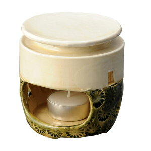 織部印花茶香炉 (大) 電気式では出せない直火だから出せる香り お香 香炉 茶香炉 お茶 ほうじ茶 手作り 手造り 元 和製アロマ アロマバーナー 和風アロマ 【20251027】