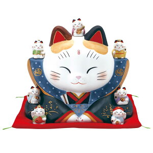 彩絵七福神福助招き猫 7号 貯金箱 福招き 金運招き 人招き 薬師窯 7539 【20251029】