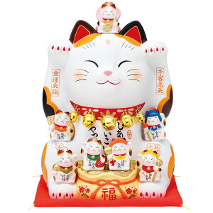 錦彩七福神招き猫 8.5号 福招き 金運招き 人招き 薬師窯 7576 【20251028】