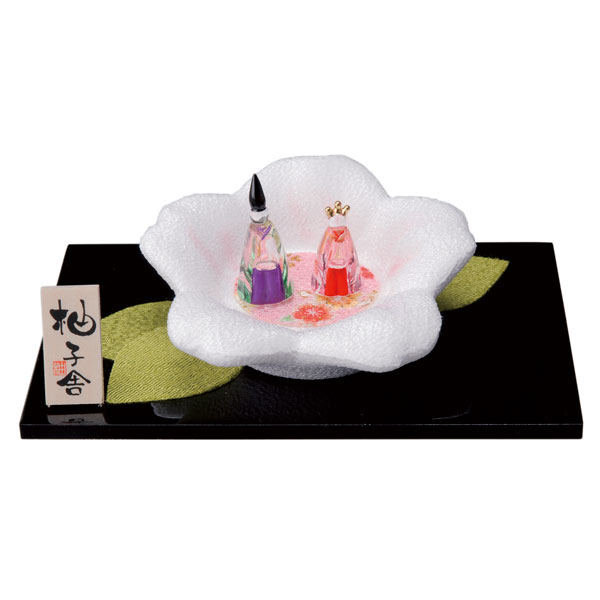 ガラス桜飾り雛 雛人形 お雛 ひな人形 土雛  ガラス 手作り雛 （20230701)