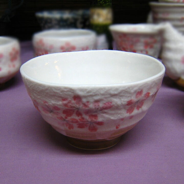 楽天市場】平安桜 桜の花 茶碗 湯呑のセット 飯椀 せともの 食器 お茶 