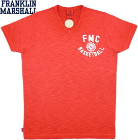 【SALE】30%OFF★FRANKLIN＆MARSHALL/フランクリンアンドマーシャルMEN'S SHORT JERSEY V-NECK T-SHIRTひび割れプリント入り、VネックTシャツ PATROL RED(パトロールレッド)/TSMVA232S15