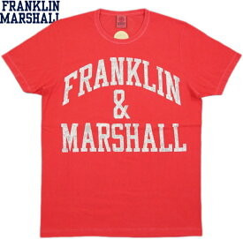 FRANKLIN＆MARSHALL/フランクリンアンドマーシャルT-SHIRT JERSEY ROUND NECK SHORTアーチロゴ プリントTシャツ CAMPUS RED(キャンパスレッド)/TSMF180ANS17