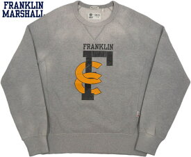 FRANKLIN＆MARSHALL/フランクリンアンドマーシャル ROUND NECK RAGLAN SWEATSHIRT ラグランスウェットシャツ/ひび割れプリント入りトレーナー MEDIUM GREY MELANGE(ミディアムグレーメランジ)/SKU #FLMF153AMW19