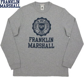 FRANKLIN＆MARSHALL/フランクリンアンドマーシャル LONG-SLEEVED T-SHIRT エンブレムロゴ プリント長袖Tシャツ/カットソー MEDIUM GREY MELANGE(ミディアムグレーメランジ)/SKU #TSMF108ANS19