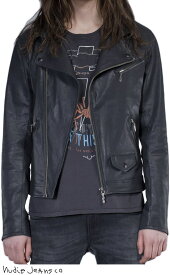 【SALE】20%OFF★Nudie Jeans co/ヌーディージーンズ SIXTEN PUNK JACKET コーティングブラックデニム、ライダースジャケット BLACK(ブラック)