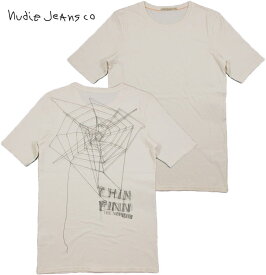 Nudie Jeans co/ヌーディージーンズ 70'S ROUND NECK T-SHIRT“ORGANIC. THIN FINN” オーガニックコットン、半袖バックプリントTシャツ OFF WHITE(オフホワイト)